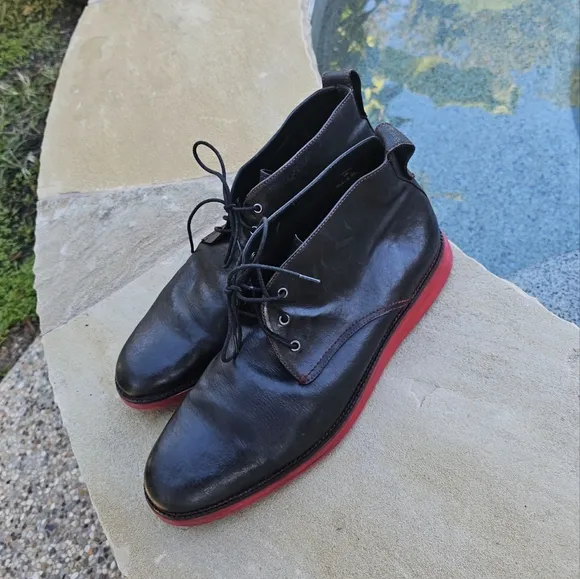 Donald J Pliner Black Leather Men's Shoes with Red Soles EYES-E6 15M