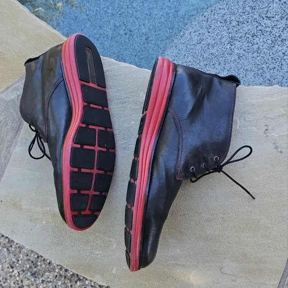 Donald J Pliner Black Leather Men's Shoes with Red Soles EYES-E6 15M