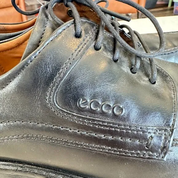 ECCO Men's New Jersey Lace Oxfords Black Leather Business Career Dress Shoes 45