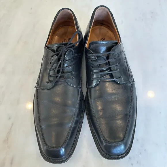 ECCO Men's New Jersey Lace Oxfords Black Leather Business Career Dress Shoes 45