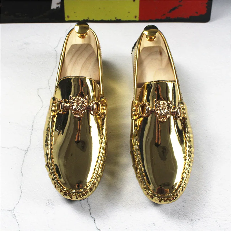 Fashion Young Casual Loafers Shoes Golden Silver Men Shoe
