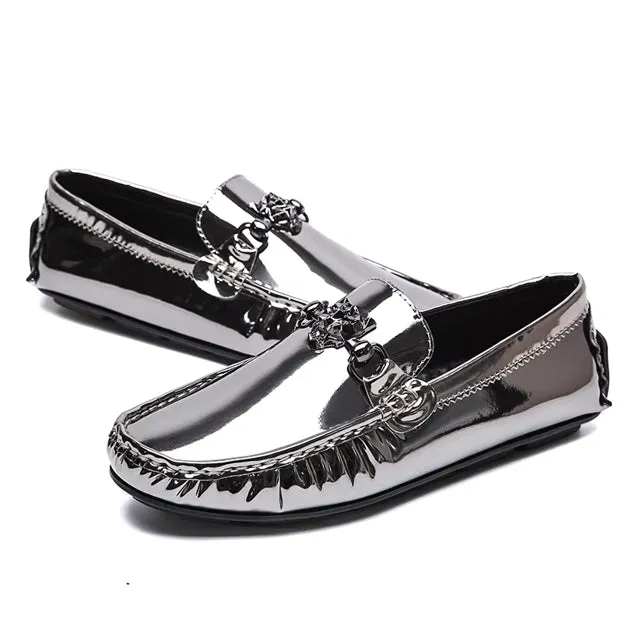 Fashion Young Casual Loafers Shoes Golden Silver Men Shoe
