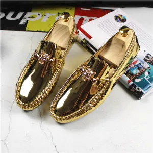 Fashion Young Casual Loafers Shoes Golden Silver Men Shoe