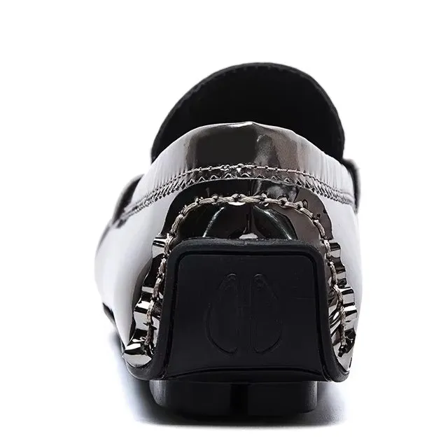 Fashion Young Casual Loafers Shoes Golden Silver Men Shoe