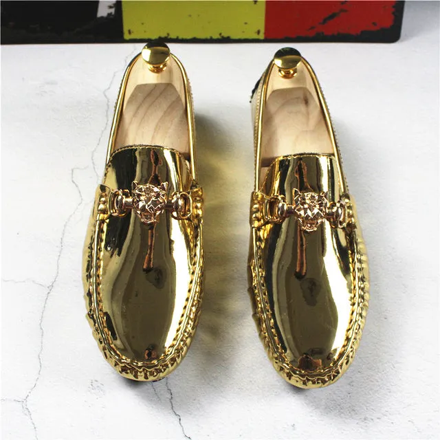 Fashion Young Casual Loafers Shoes Golden Silver Men Shoe