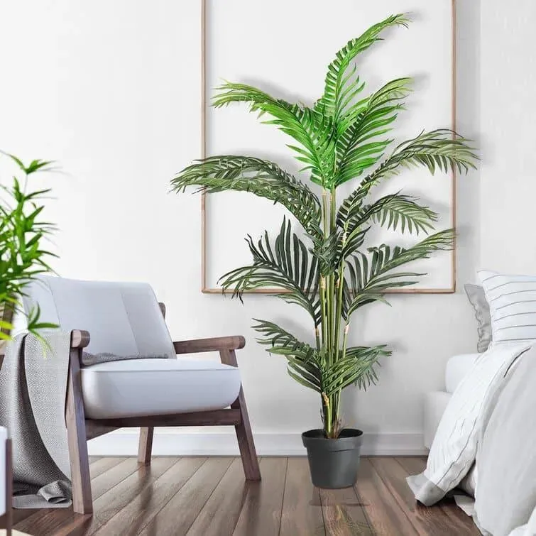 Faux Green Palm Tree in Pot