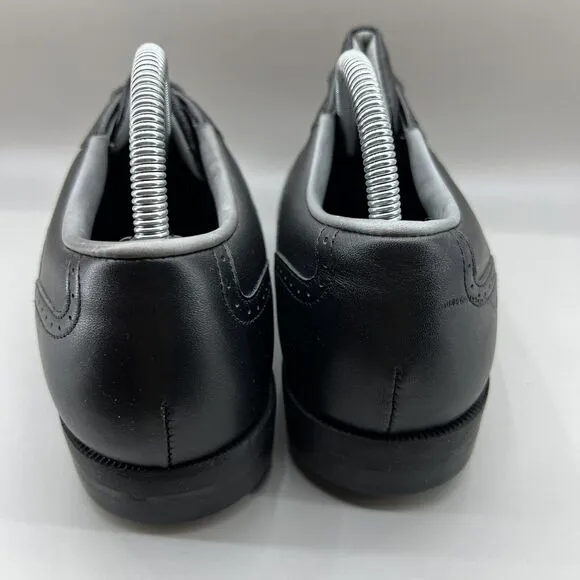 Footjoy DryJoys Men Size 8 M Shoes Black Leather Wingtip Oxford Golf Cleat 53634