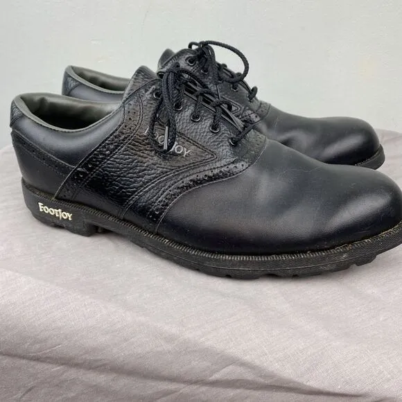 Footjoy golf shoes men's 11.5 black lace leather Oxford GreenJoys 45534