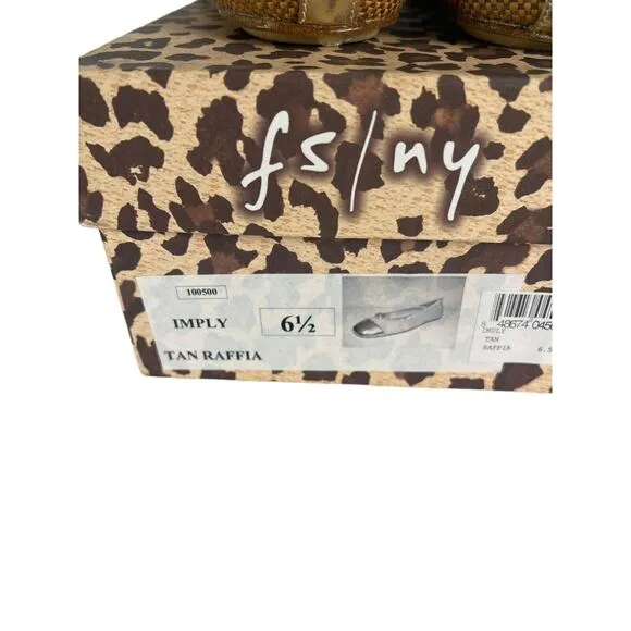 French‎ Sole FS/NY Imply Tan Raffia Gold Cap Toe Flat Sz 6.5 NIB