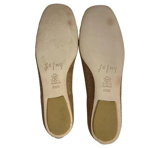 French‎ Sole FS/NY Imply Tan Raffia Gold Cap Toe Flat Sz 6.5 NIB