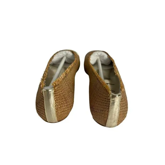 French‎ Sole FS/NY Imply Tan Raffia Gold Cap Toe Flat Sz 6.5 NIB