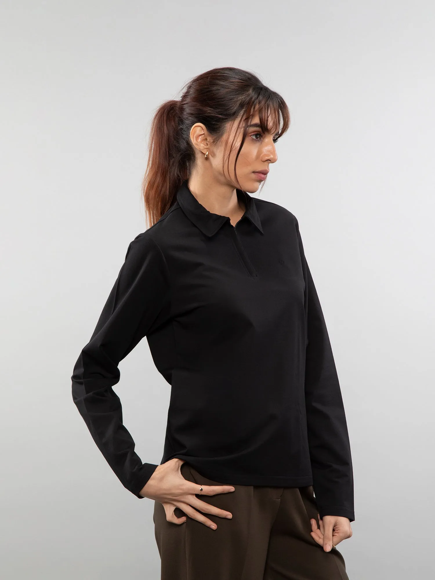Full-sleeve performance polo
