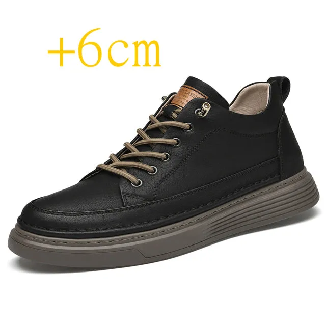 Genuine Leather Height Increase Men Sneakers Sport Shoes