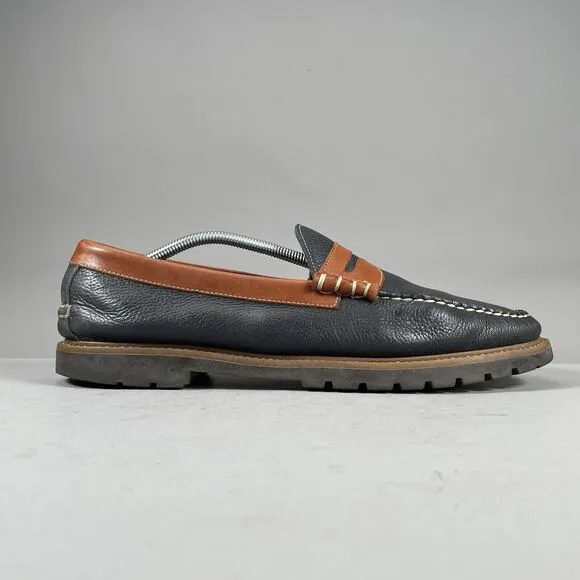 G.H. Bass Weejuns Lenox Men 13M Navy Lug Leather Slip On Penny Loafer Dress Shoe