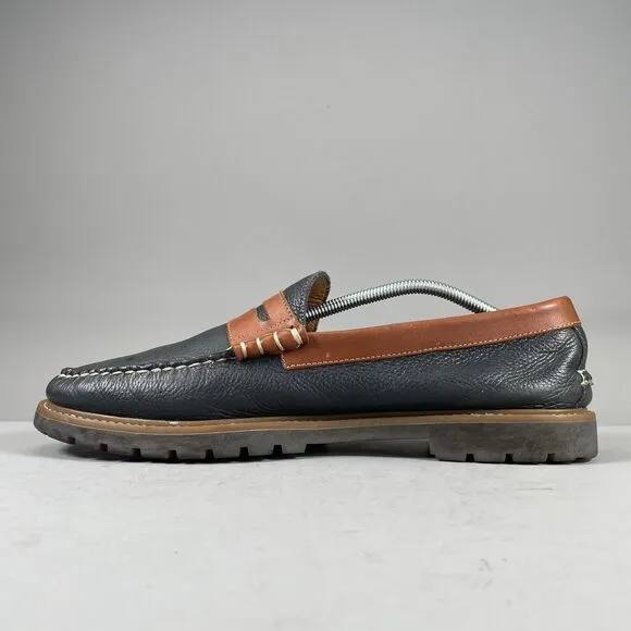 G.H. Bass Weejuns Lenox Men 13M Navy Lug Leather Slip On Penny Loafer Dress Shoe