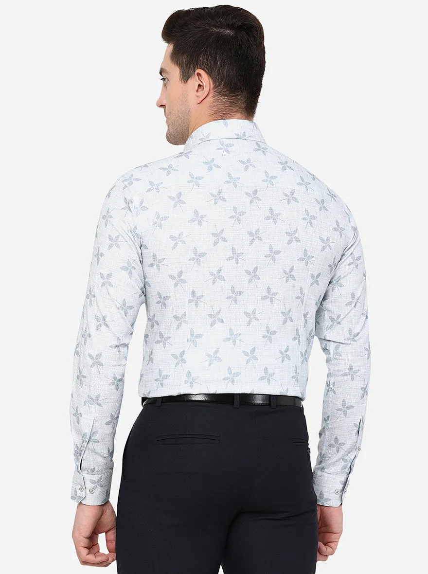 Grey Printed Slim Fit Party Wear Shirt | JB Studio