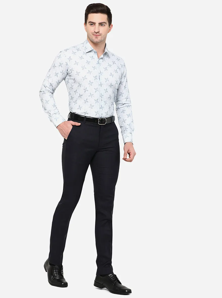Grey Printed Slim Fit Party Wear Shirt | JB Studio
