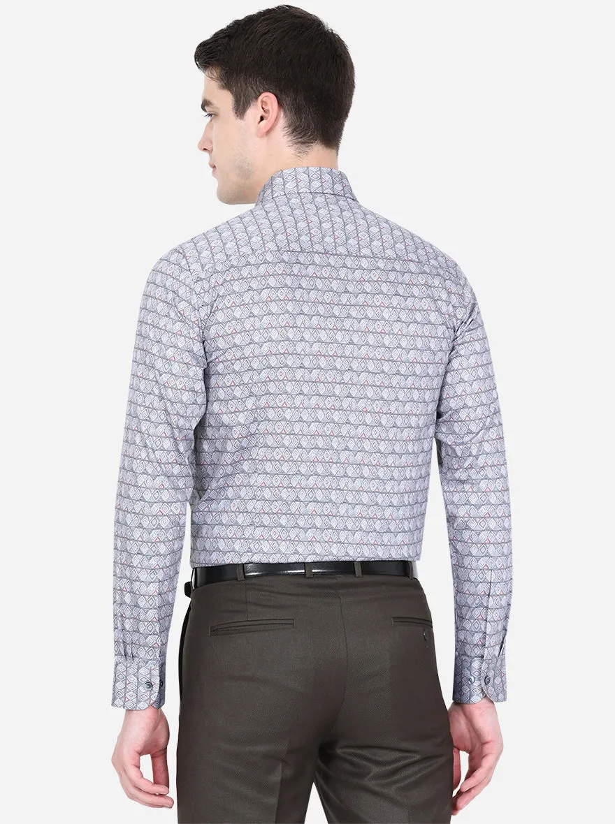 Grey Printed Slim Fit Party Wear Shirt | Wyre