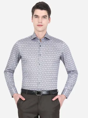 Grey Printed Slim Fit Party Wear Shirt | Wyre