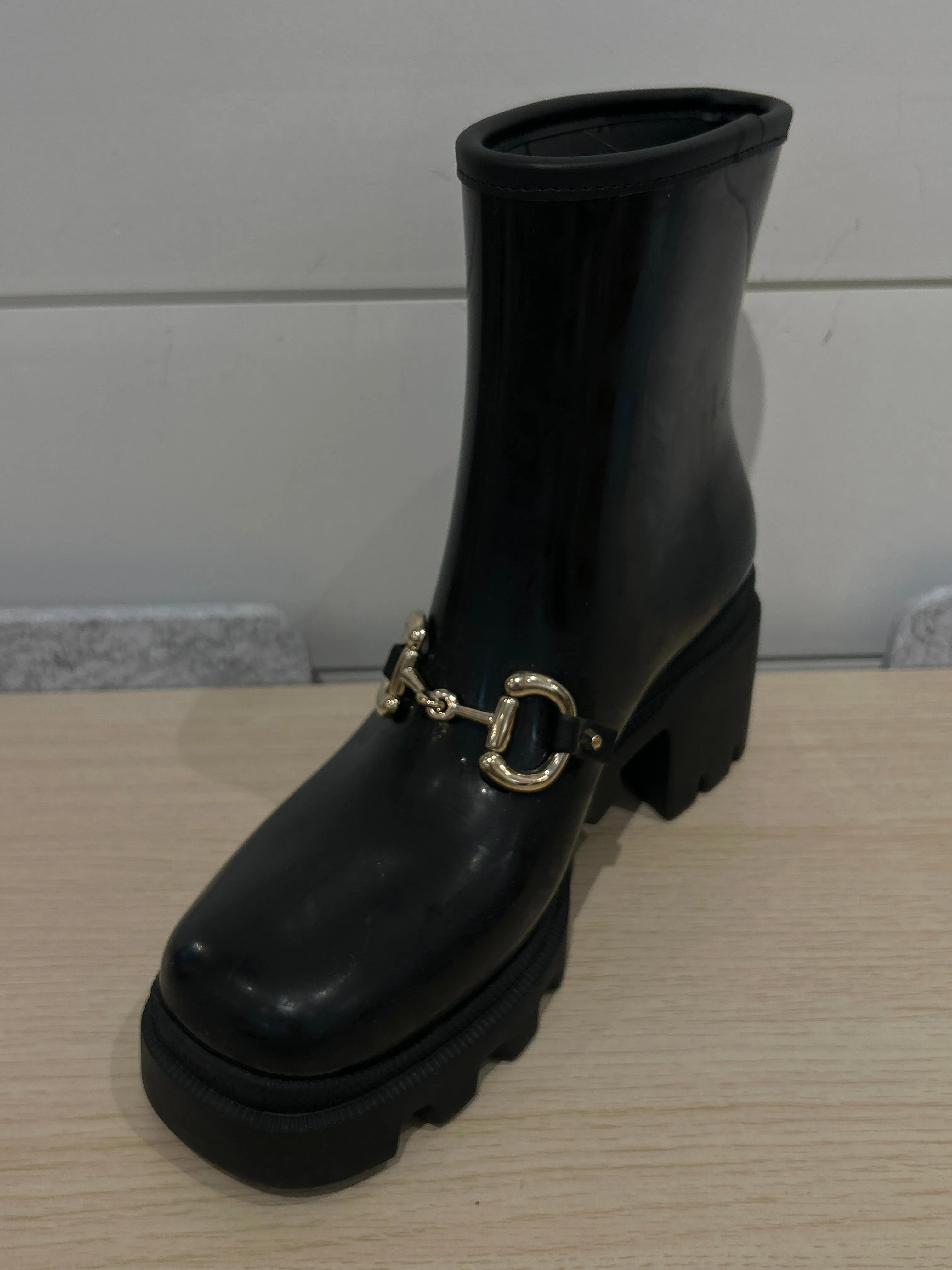 Gucci Shoes, Black Horsebit Rubber Boots (size 40)