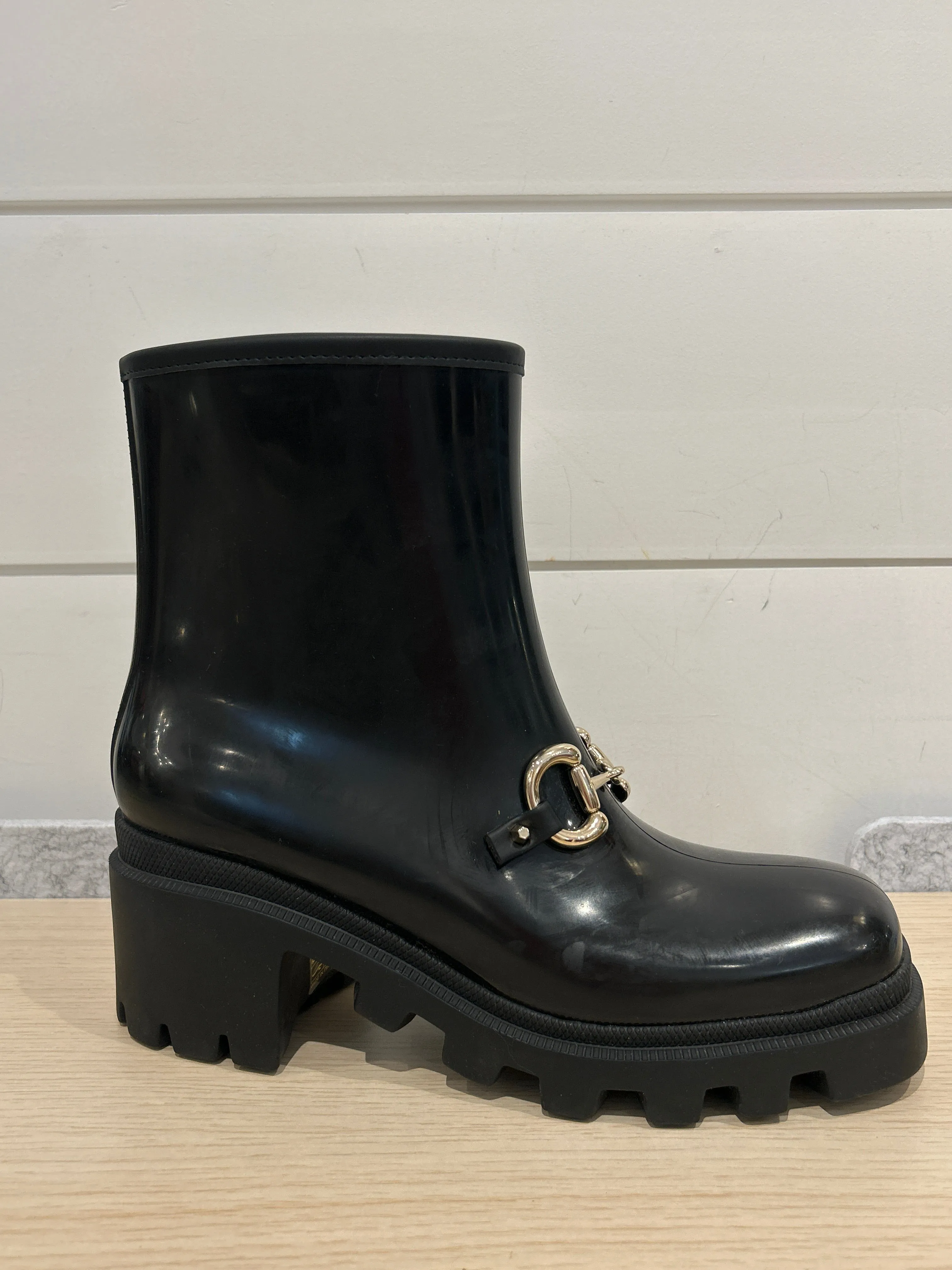 Gucci Shoes, Black Horsebit Rubber Boots (size 40)