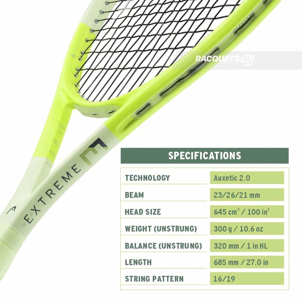 Head Extreme MP Unstrung Tennis Racquet -Yellow/Lime