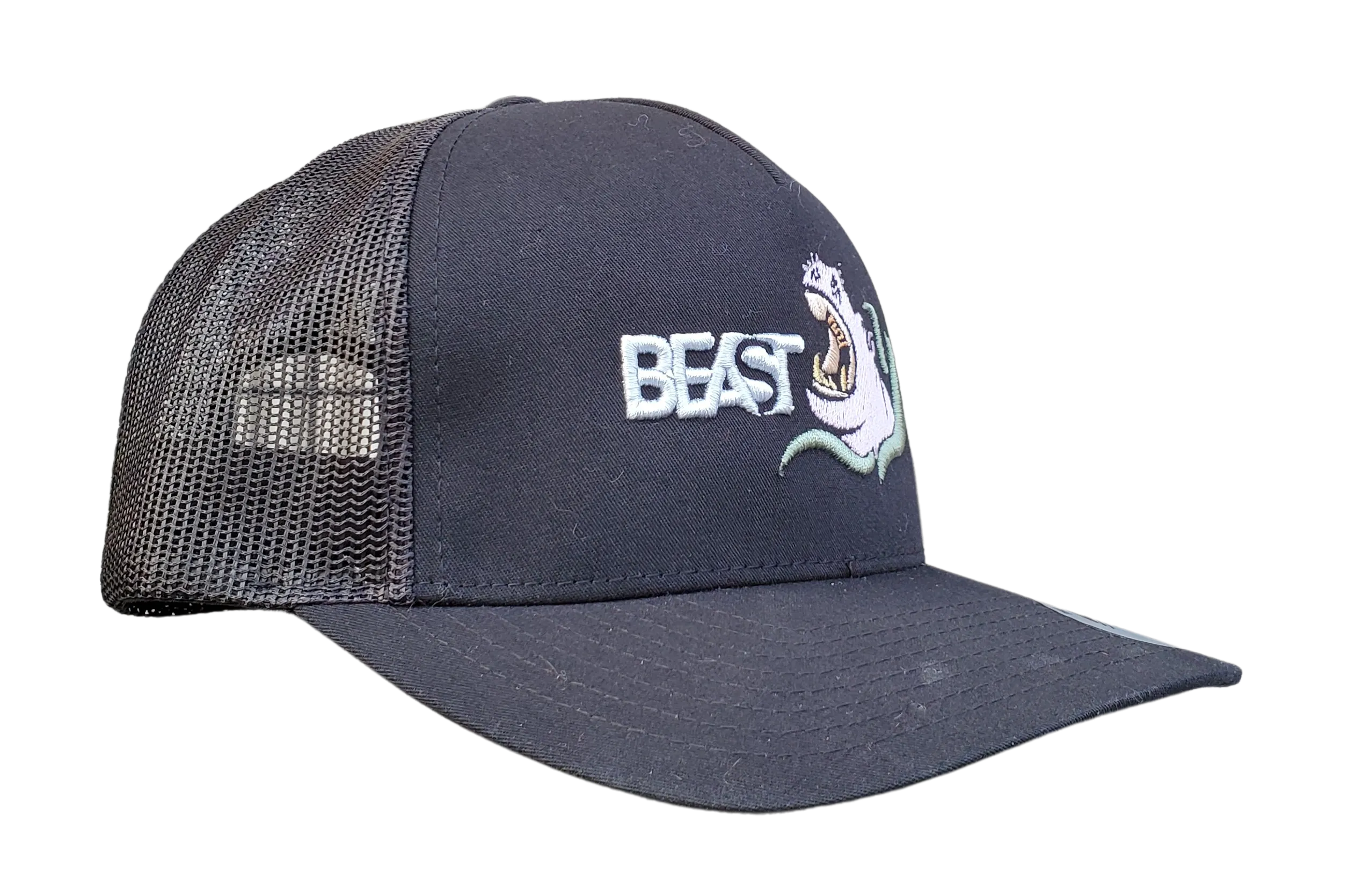 Hippo Beast Black Trucker Mesh Snapback Cap
