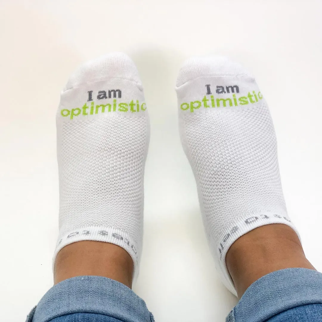 I am optimistic® white low-cut socks