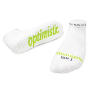 I am optimistic® white low-cut socks
