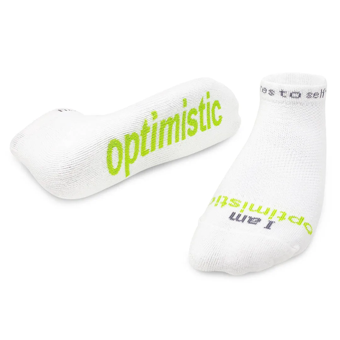 I am optimistic® white low-cut socks