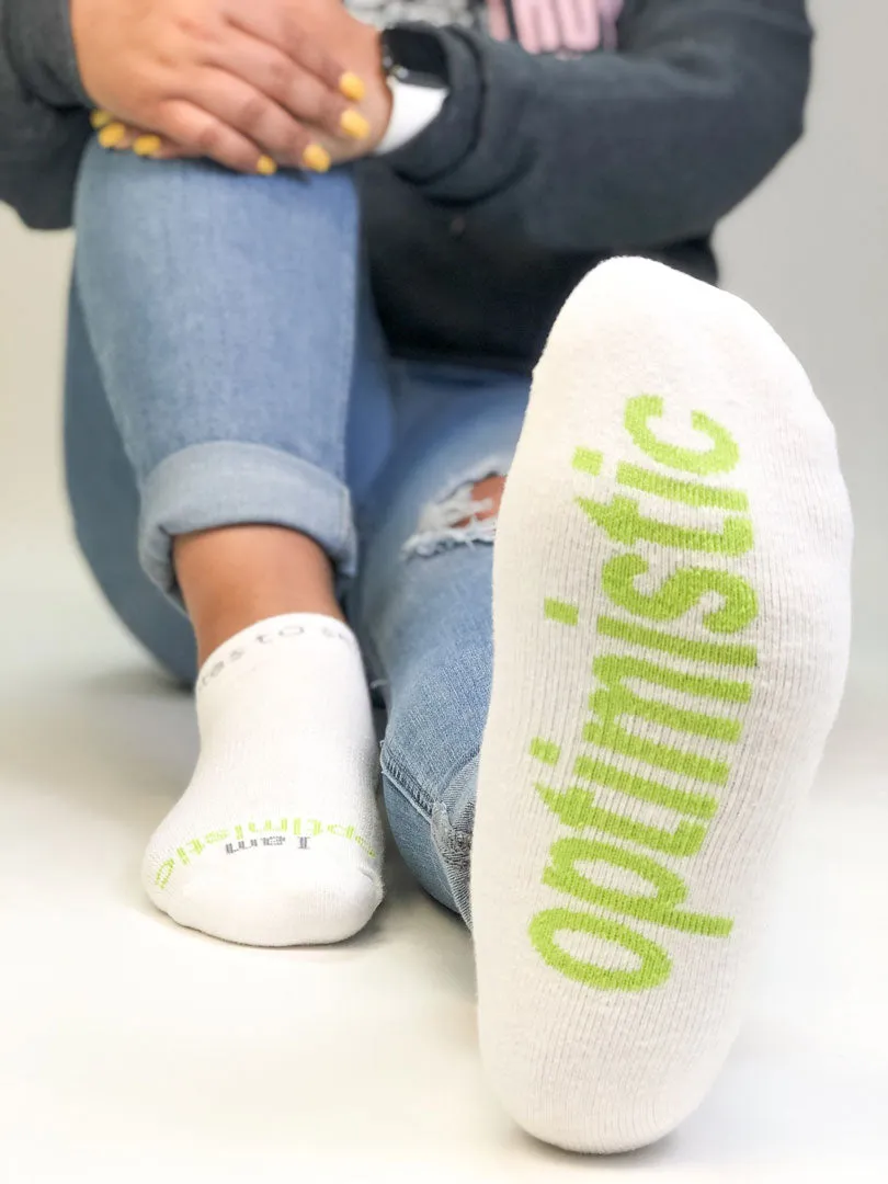 I am optimistic® white low-cut socks