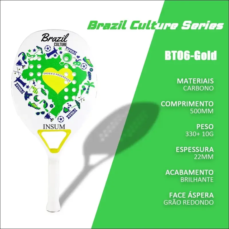 Insum beach tennis racket 100% carbon fiber eva soft raquete beach tennis round surface for men