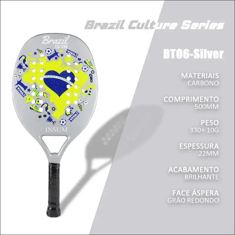 Insum beach tennis racket 100% carbon fiber eva soft raquete beach tennis round surface for men