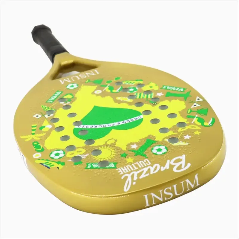 Insum beach tennis racket 100% carbon fiber eva soft raquete beach tennis round surface for men