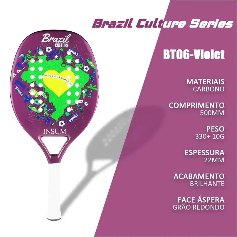 Insum beach tennis racket 100% carbon fiber eva soft raquete beach tennis round surface for men