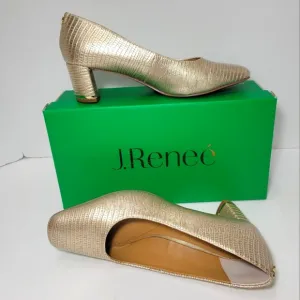 J. Renee Women's Pearl Beige Lizard Print Pump Heel Shoes Size 8.5 M