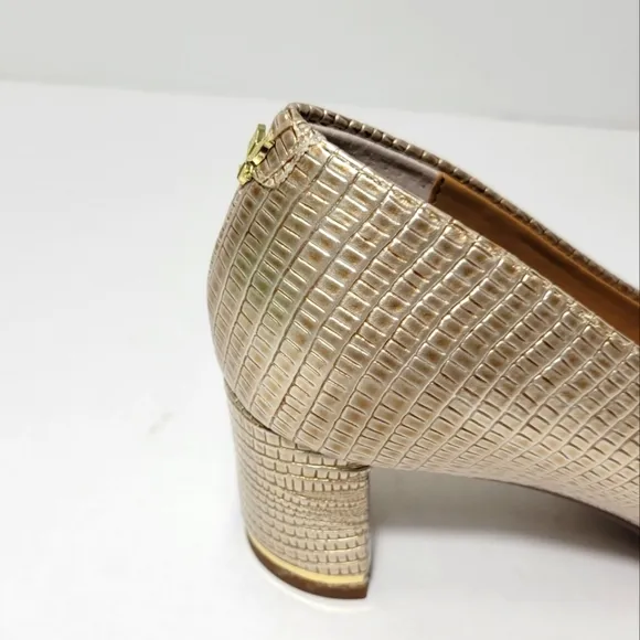 J. Renee Women's Pearl Beige Lizard Print Pump Heel Shoes Size 8.5 M