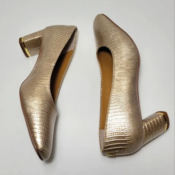 J. Renee Women's Pearl Beige Lizard Print Pump Heel Shoes Size 8.5 M