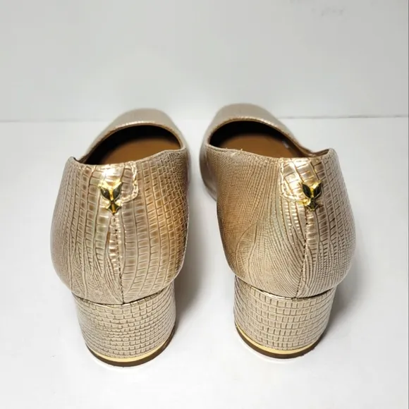 J. Renee Women's Pearl Beige Lizard Print Pump Heel Shoes Size 8.5 M