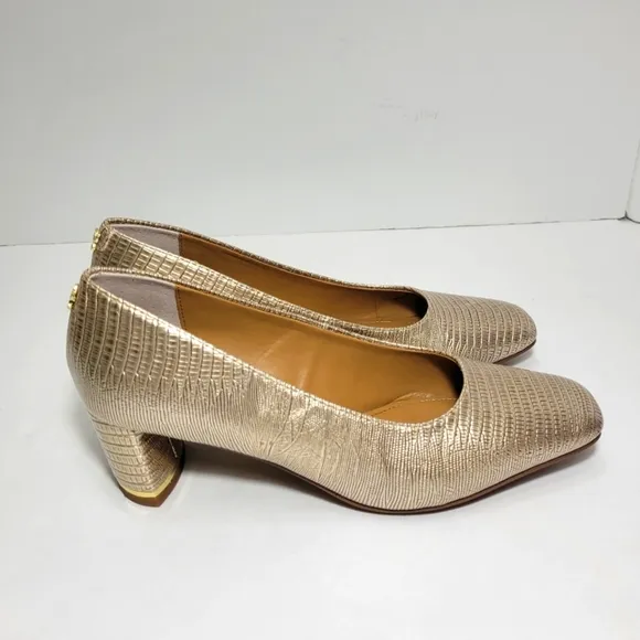 J. Renee Women's Pearl Beige Lizard Print Pump Heel Shoes Size 8.5 M