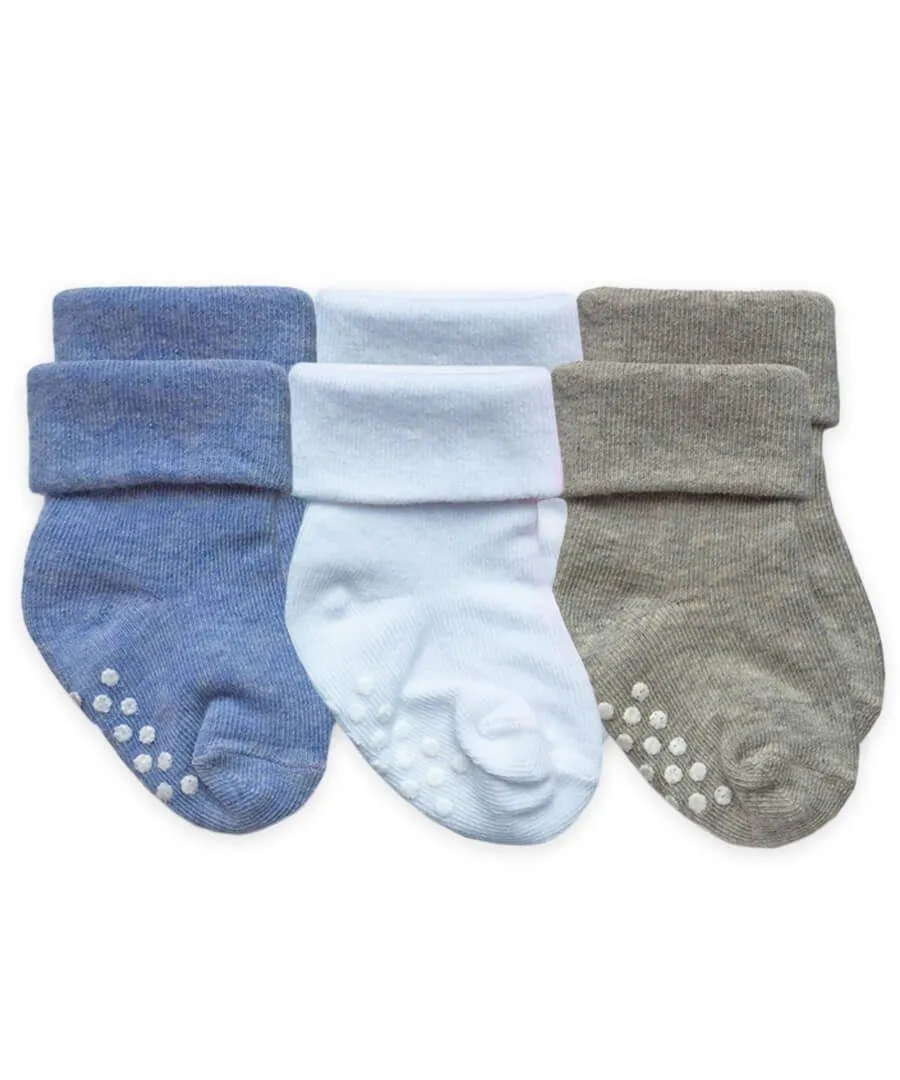 Jefferies 3pk Non-Skid Turn Cuff Socks