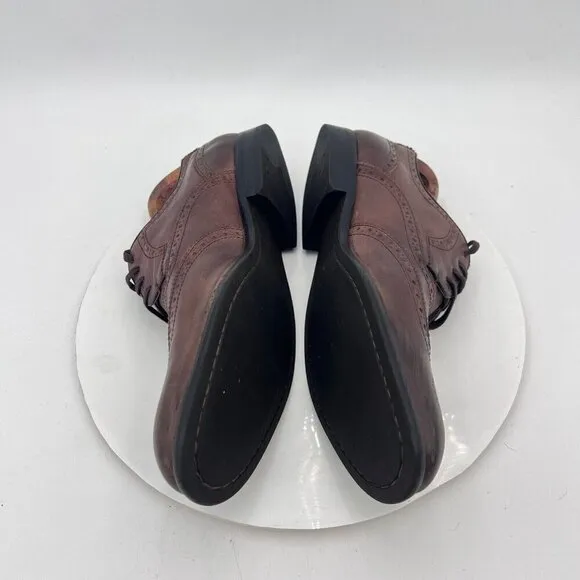 John Varvatos Men Size 9M Brown Tobacco Leather Lace Up Wingtip Derby Dress Shoe