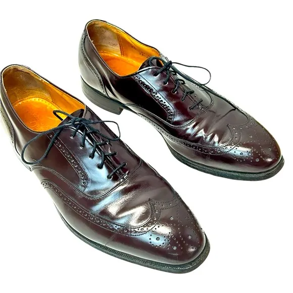 Johnston &amp; Murphy Brown Wingtip Oxford Dress Shoes Size 9.5