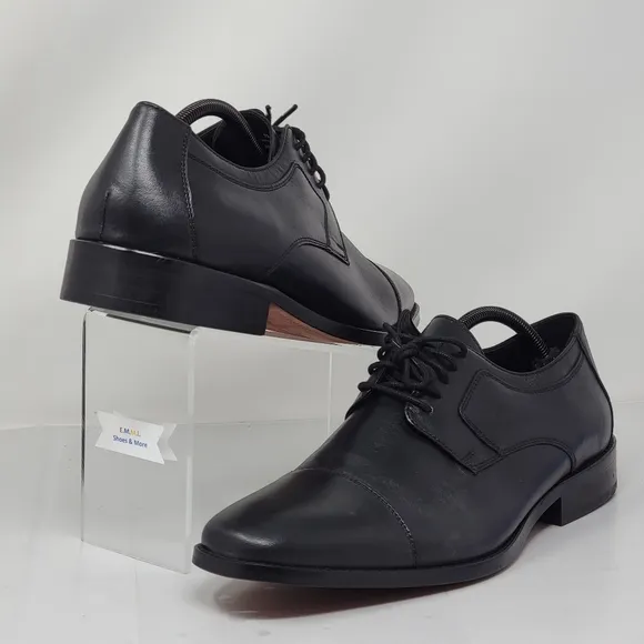 Johnston &amp; Murphy Mens Size 12M Cap Toe Oxford Black Leather Shoes 59 -11567