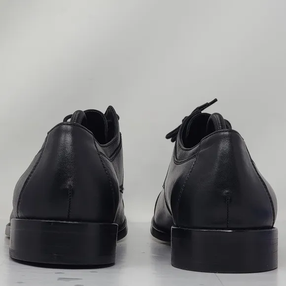 Johnston &amp; Murphy Mens Size 12M Cap Toe Oxford Black Leather Shoes 59 -11567