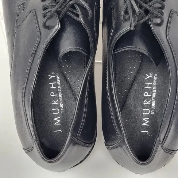 Johnston &amp; Murphy Mens Size 12M Cap Toe Oxford Black Leather Shoes 59 -11567