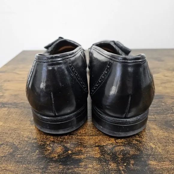 Johnston Murphy Optima Shoes Brogue Wingtips Kiltie Tassel Black Slip On 15D