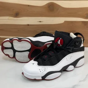 Jordan 6 Rings Basketball Shoes Sneakers White Black Red Youth Size 7Y/ 8.5 W