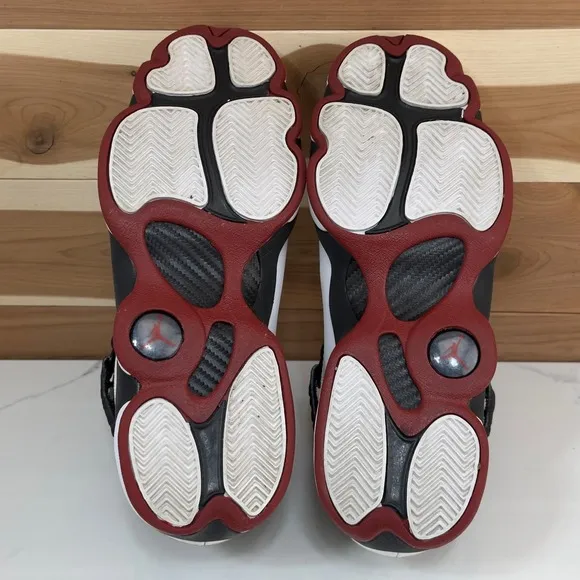 Jordan 6 Rings Basketball Shoes Sneakers White Black Red Youth Size 7Y/ 8.5 W