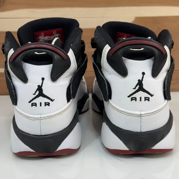 Jordan 6 Rings Basketball Shoes Sneakers White Black Red Youth Size 7Y/ 8.5 W